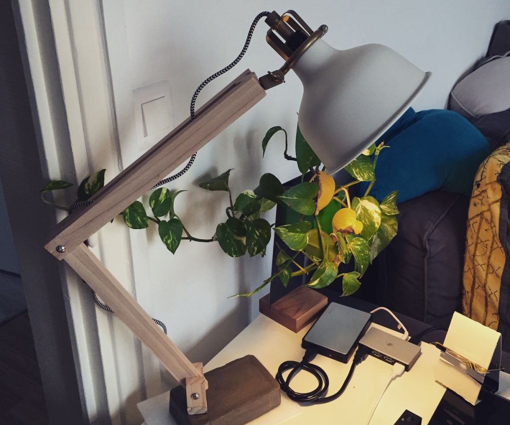 Wood Industrial Lamp Desk