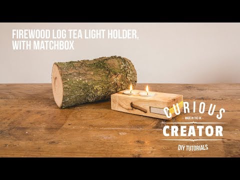 #37 Firewood Log Candle Holder with Matchbox - DIY Curious Creator