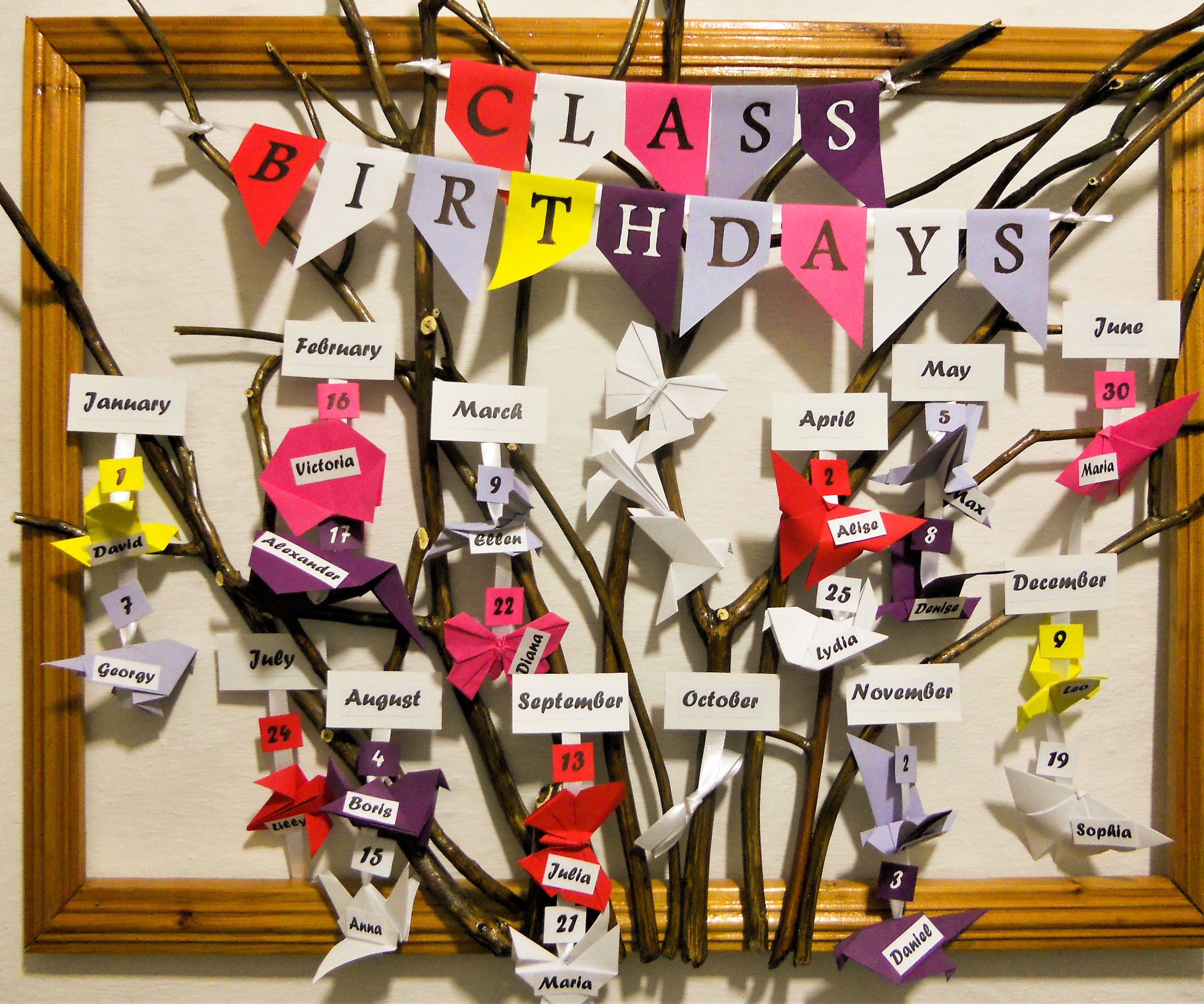 Origami Classroom Birthday Board