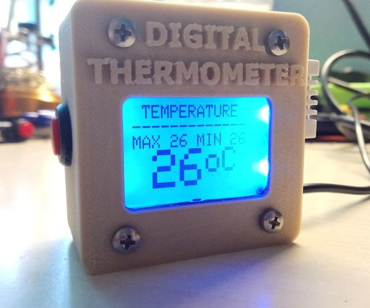 Arduino 3D Printed Digital Thermometer With DHT-22 Sensor