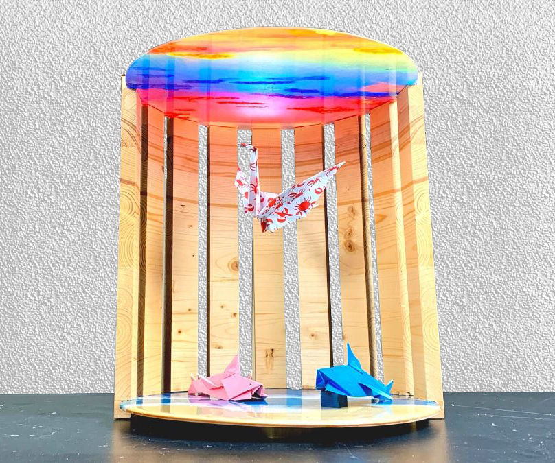 Origami Display Colosseum - Beach Scene Made From Scraps! 