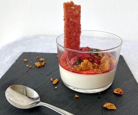 Cereal Milk Panna Cotta With Strawberries