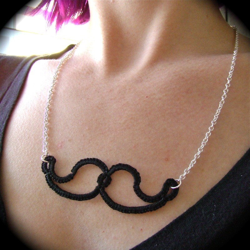 Tatted Mustache Necklace