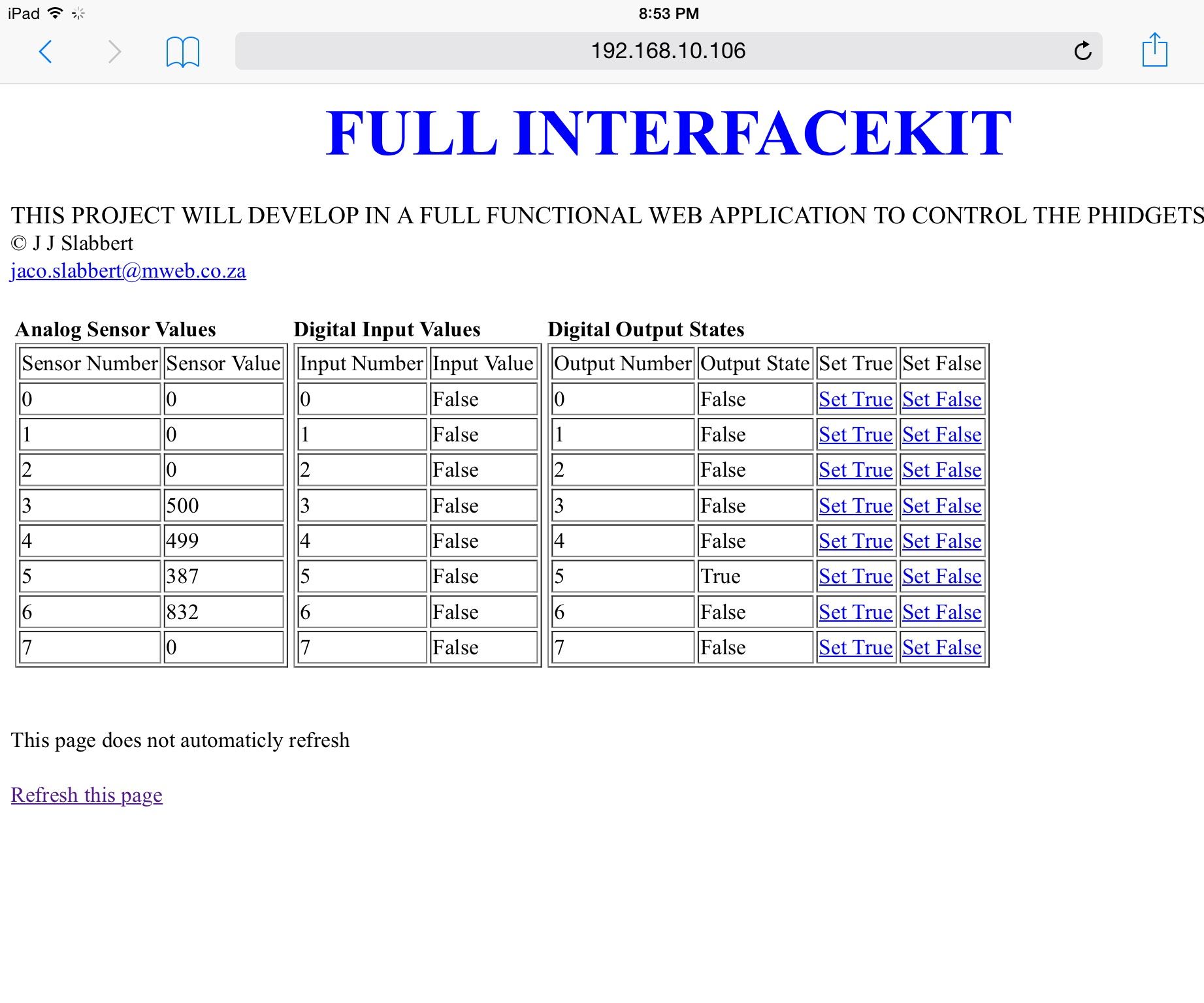 Full Python Web Interface kit for PhidgetSBC3