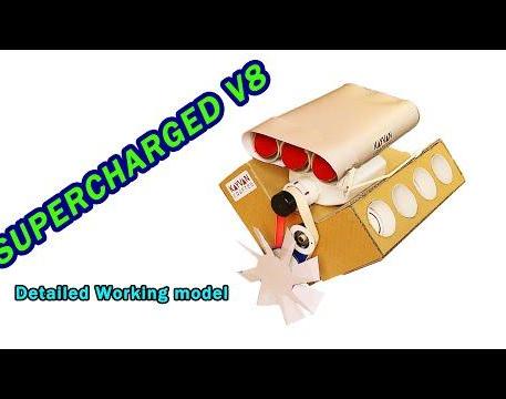 Supercharged V8 From Cardboard