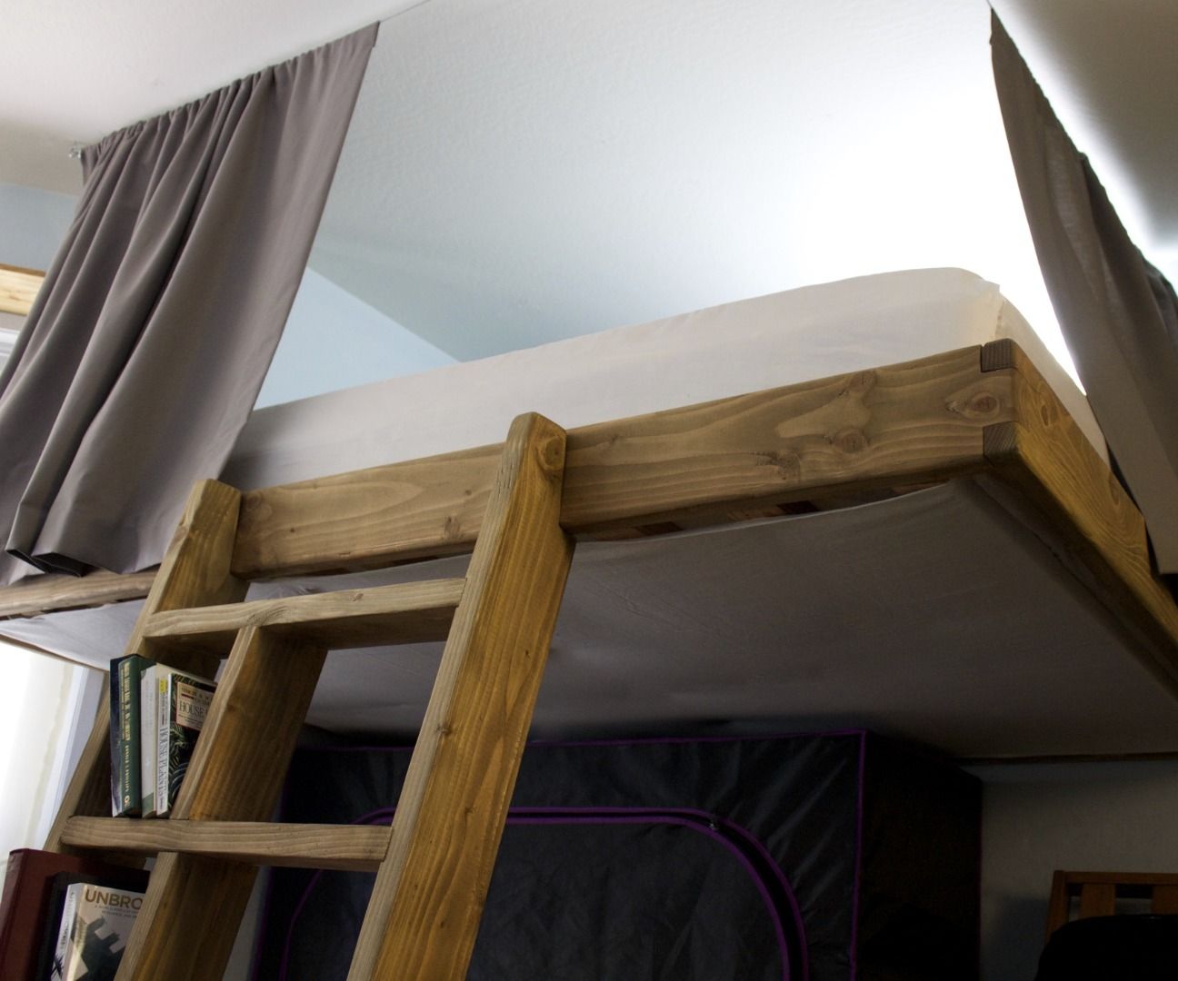 Partially Freestanding Loft Bed Under $50