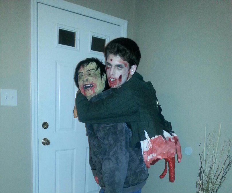 Zombie Carryng a Half Zombie!