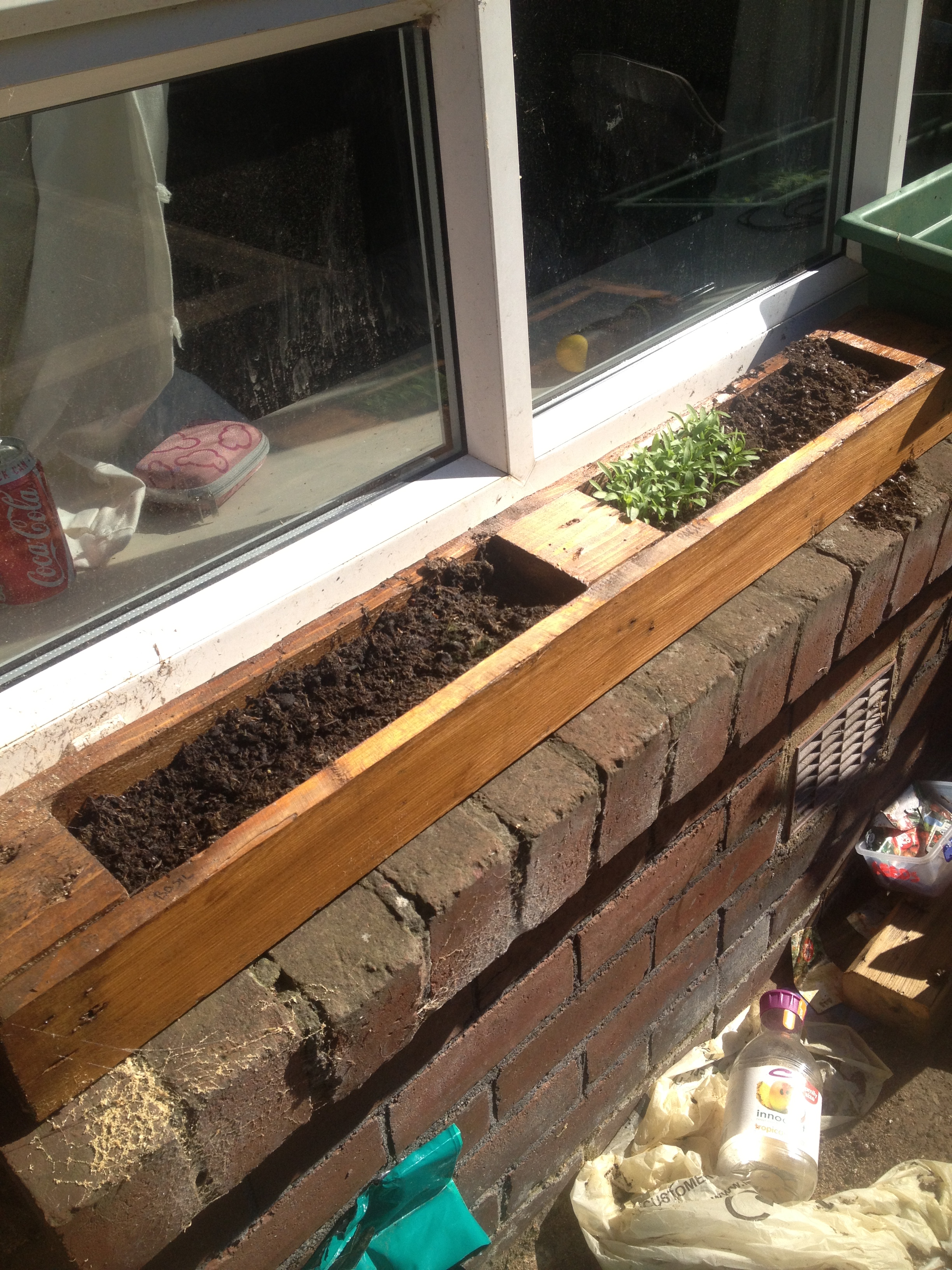 Window Planter Made From Old Pallet. Window Sill Herb Garden