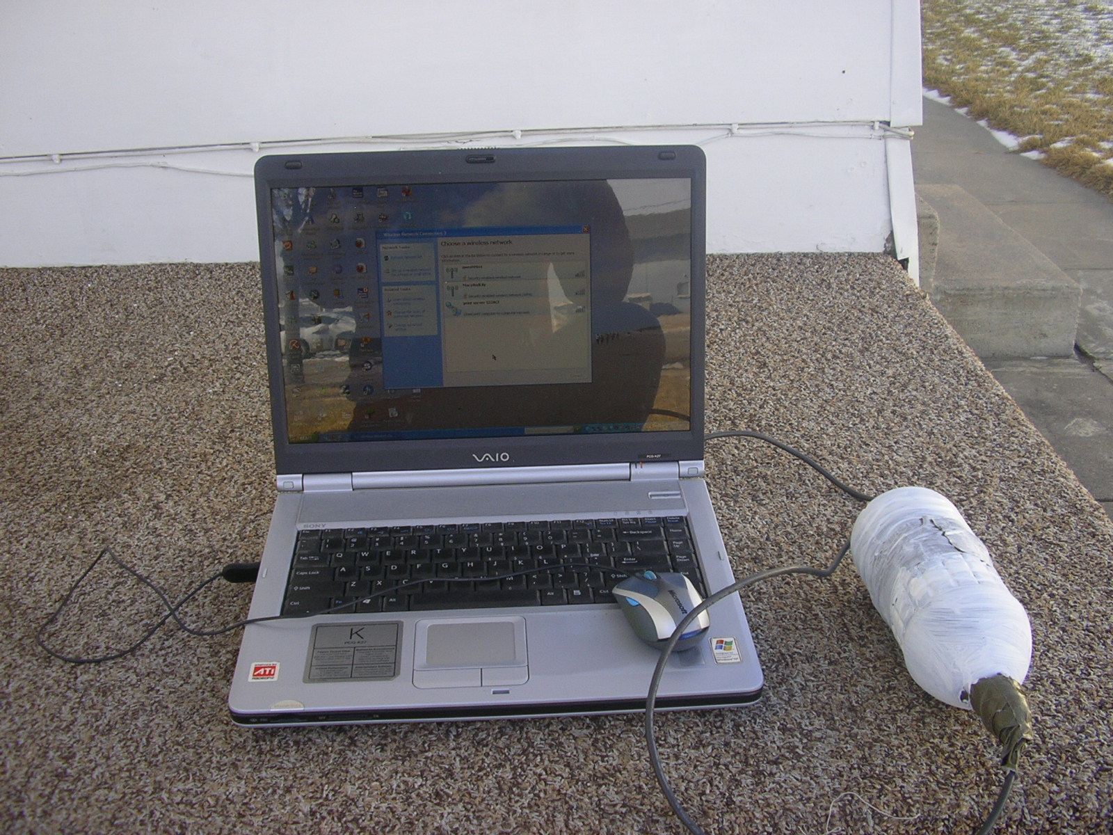 Weatherized Wireless Network Adapter using a water bottle