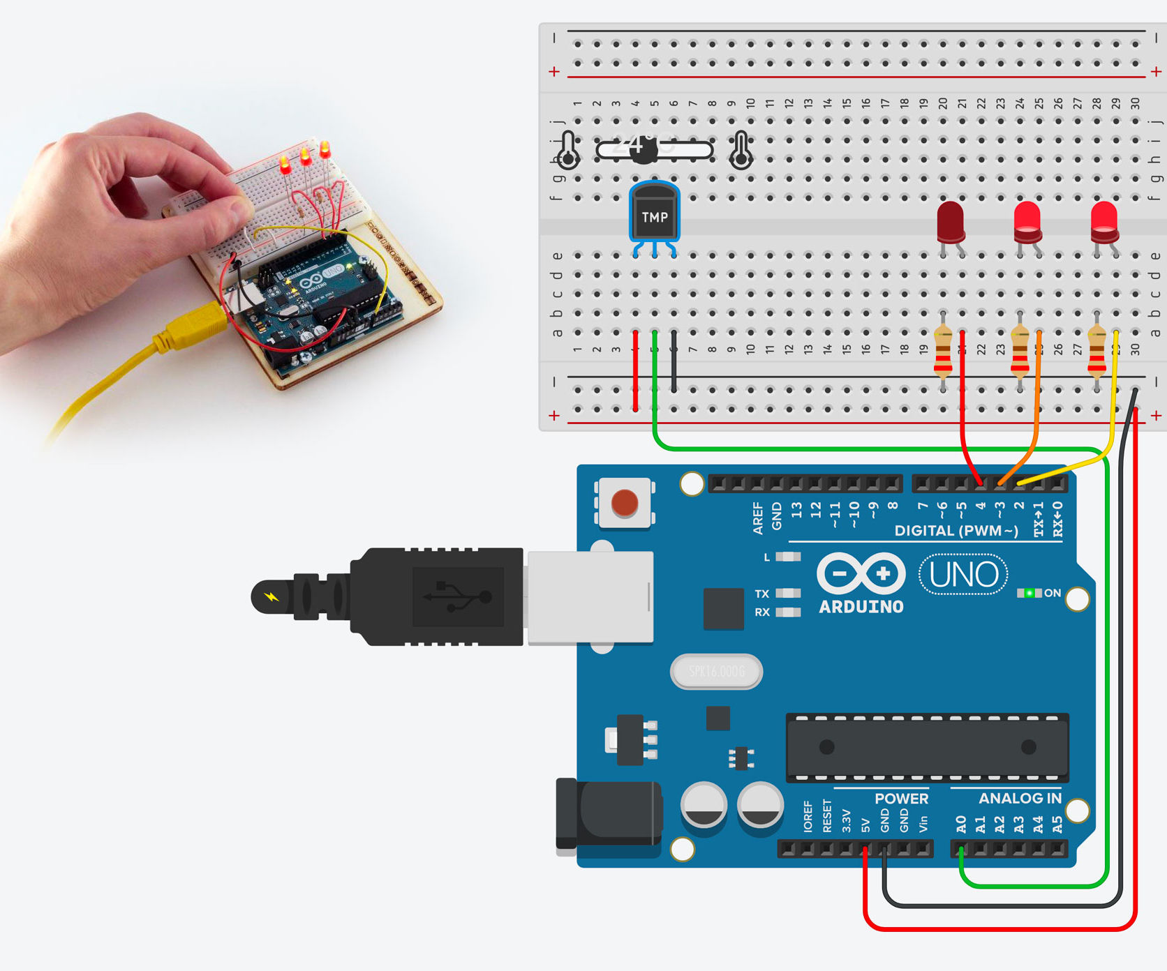 TMP36 Temperature Sensor With Arduino in Tinkercad