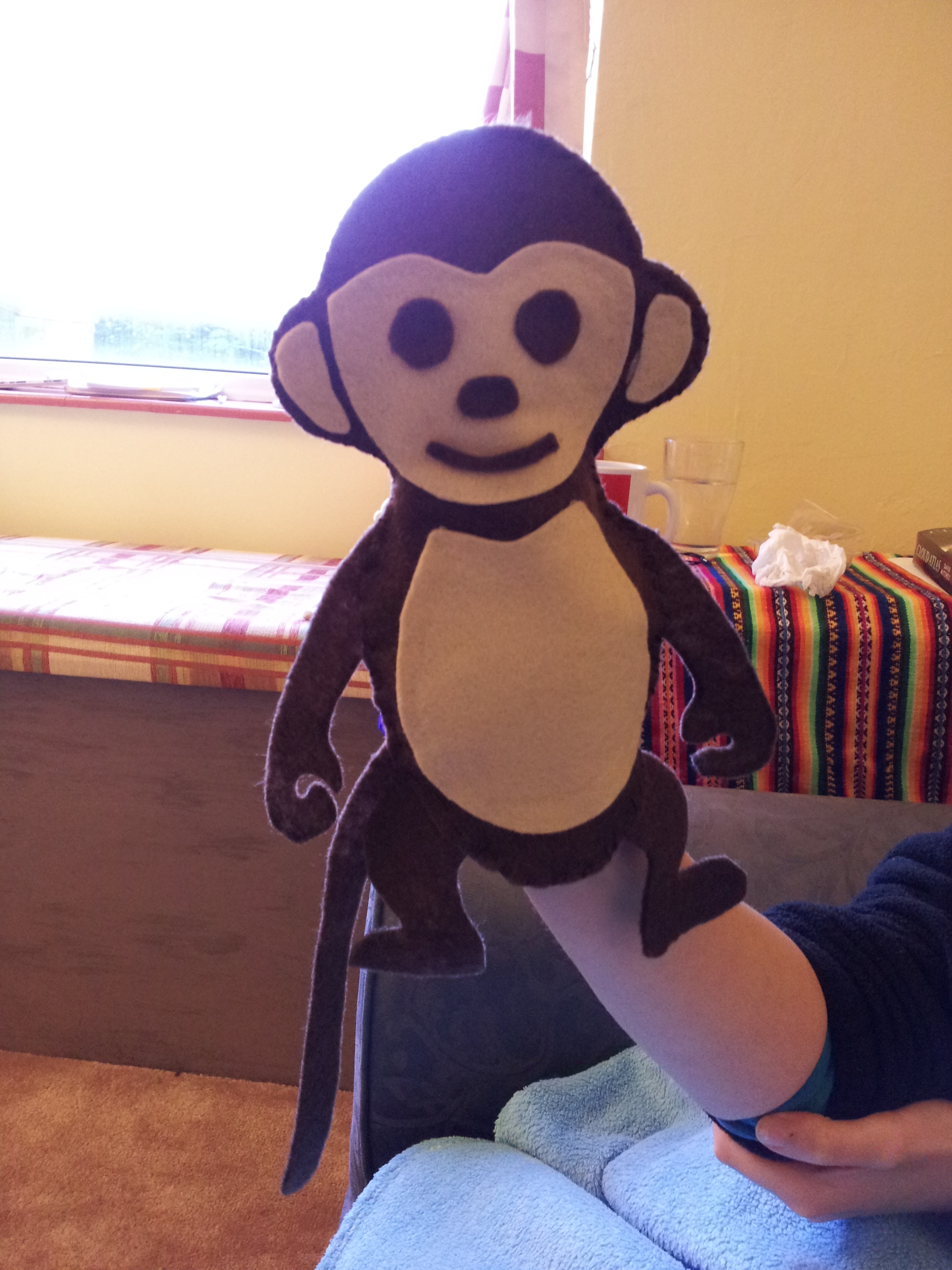 Easy stitch and glue monkey hand puppet