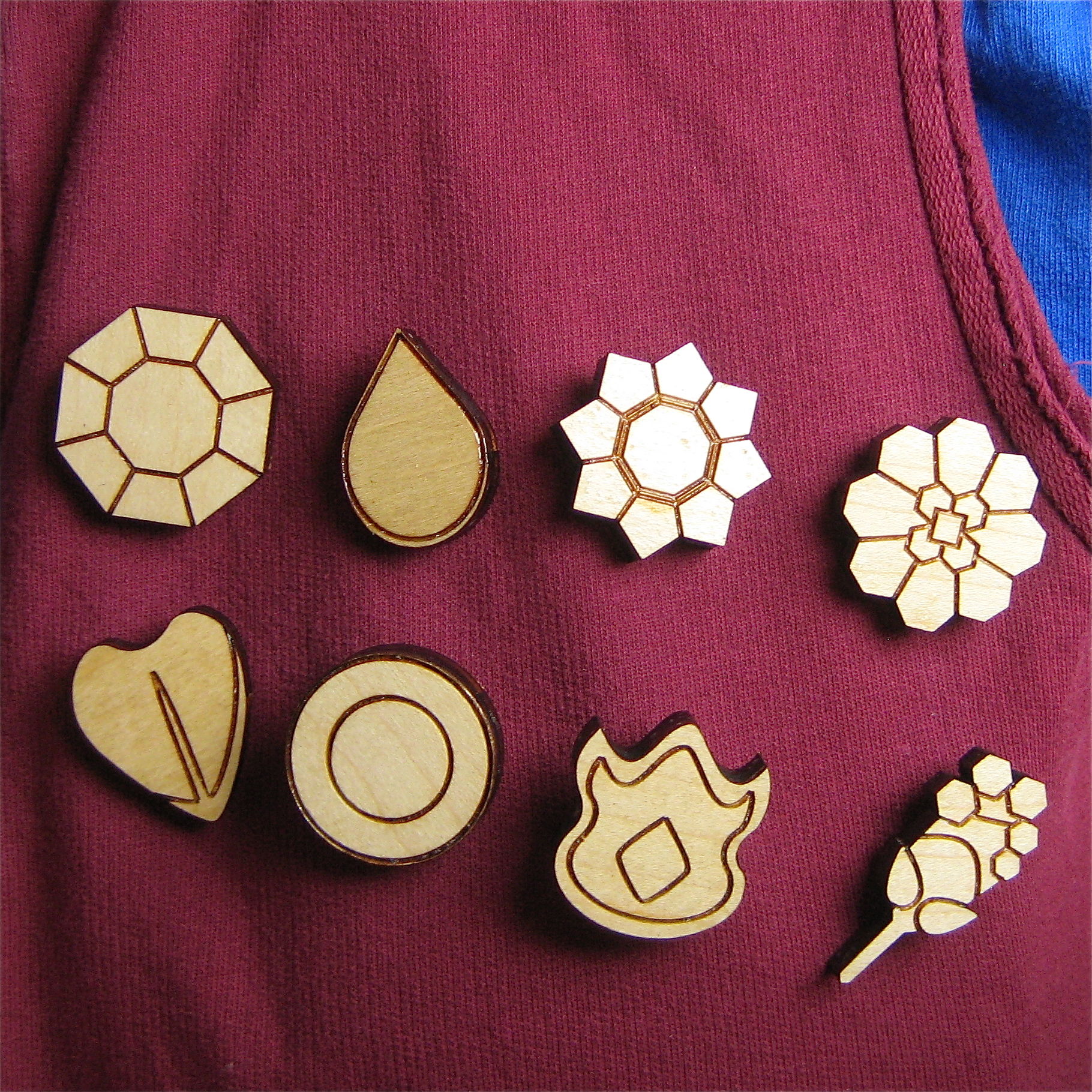 Laser Cut Pokemon Gym Badges