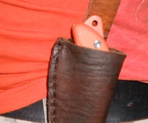 Waxed sheath on hunting knife 