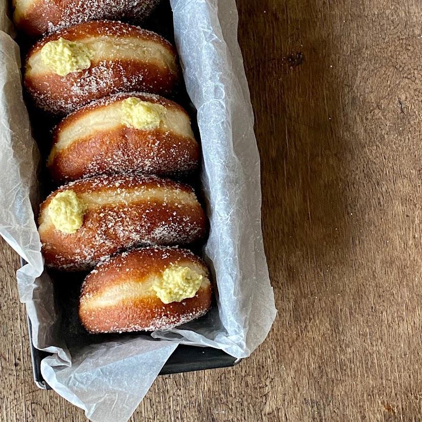 Pistachio Cream Filled Doughnuts