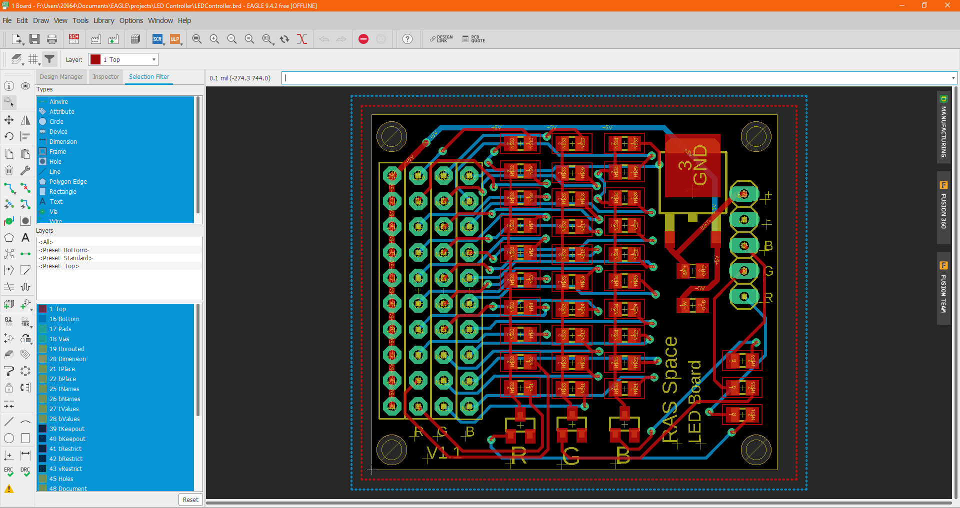 1 Board - F__Users_20964_Documents_EAGLE_projects_LED Controller_LEDController.brd - EAGLE 9.4.2 free [OFFLINE] 9_08_2020 1_35_11 PM.png