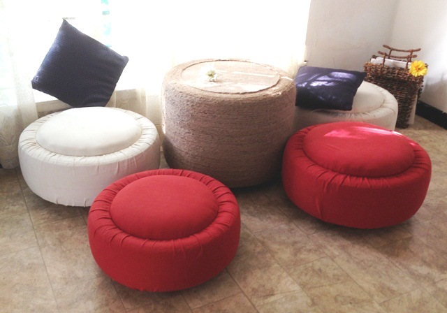 Tire to Ottoman and Table.