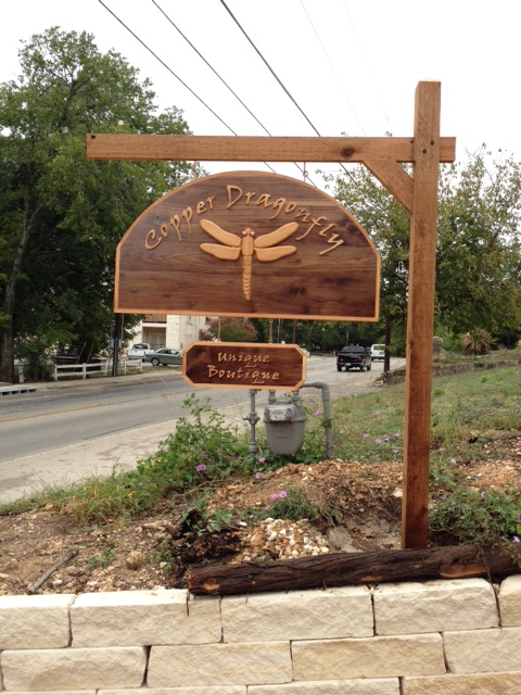 Outdoor Sign Made From Walnut and Cedar