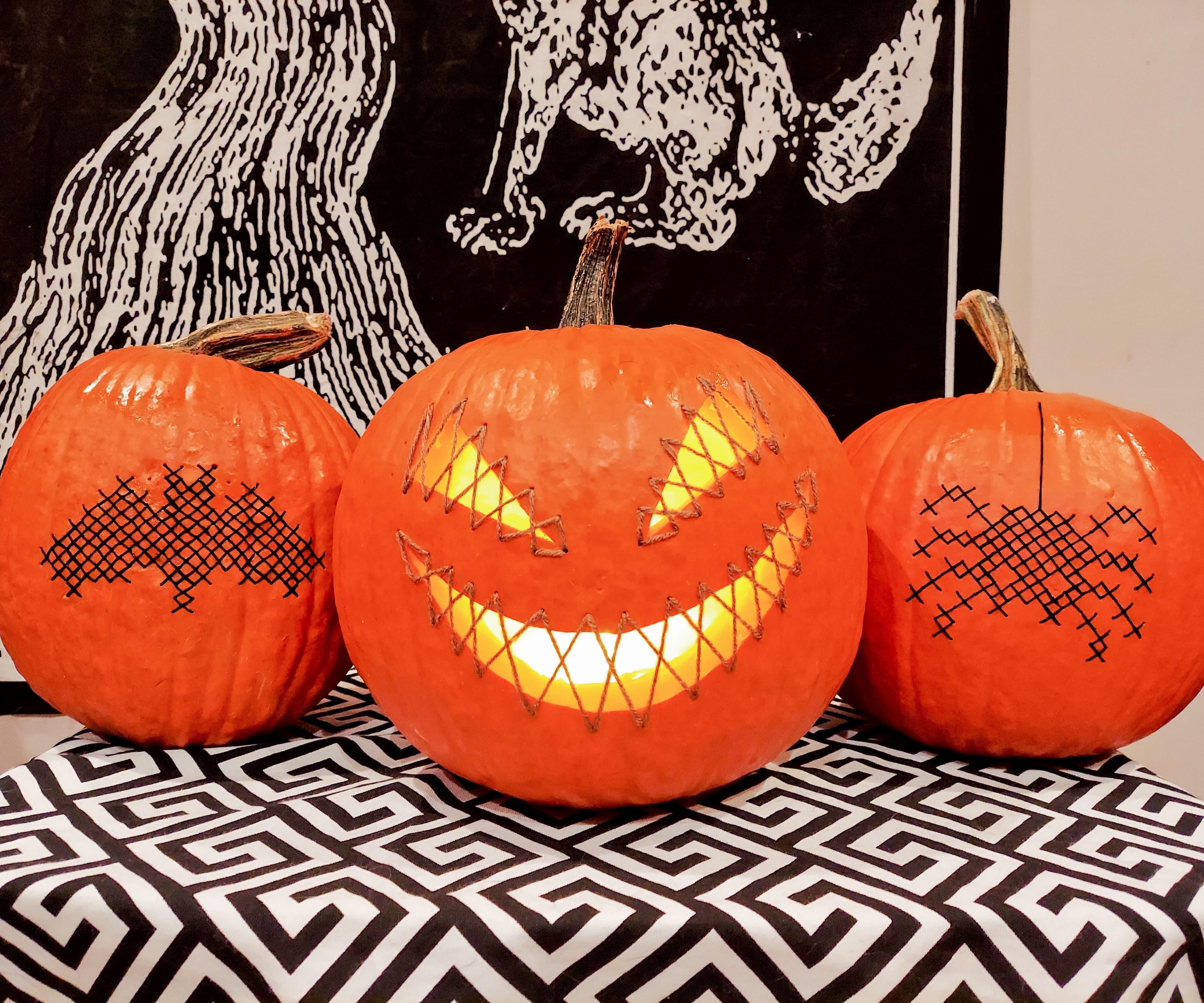 Cross-Stitched & Embroidered Pumpkins