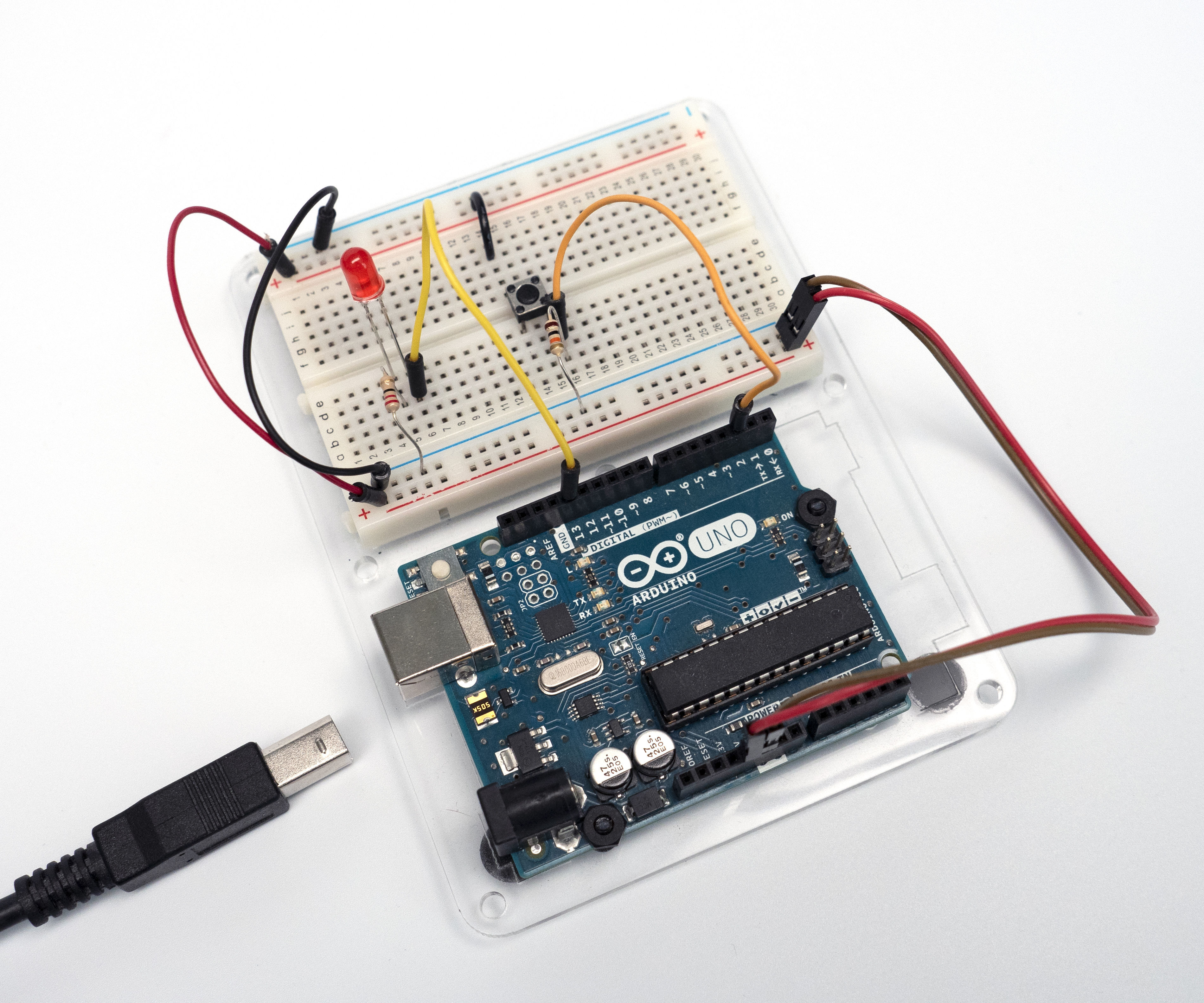 Digital Input With a Pushbutton With Arduino in Tinkercad