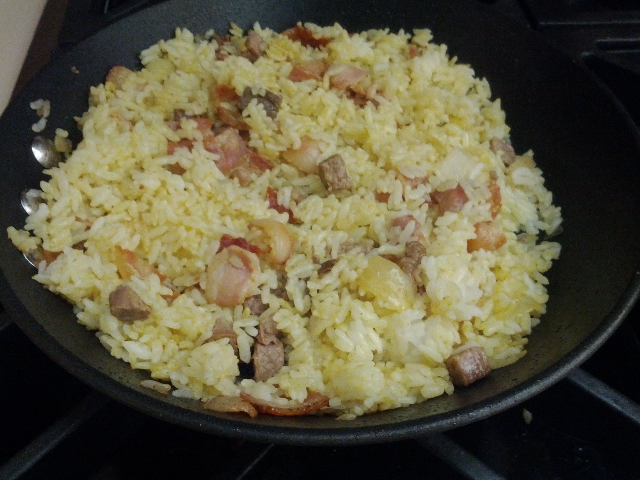 Curry Bacon Steak Rice