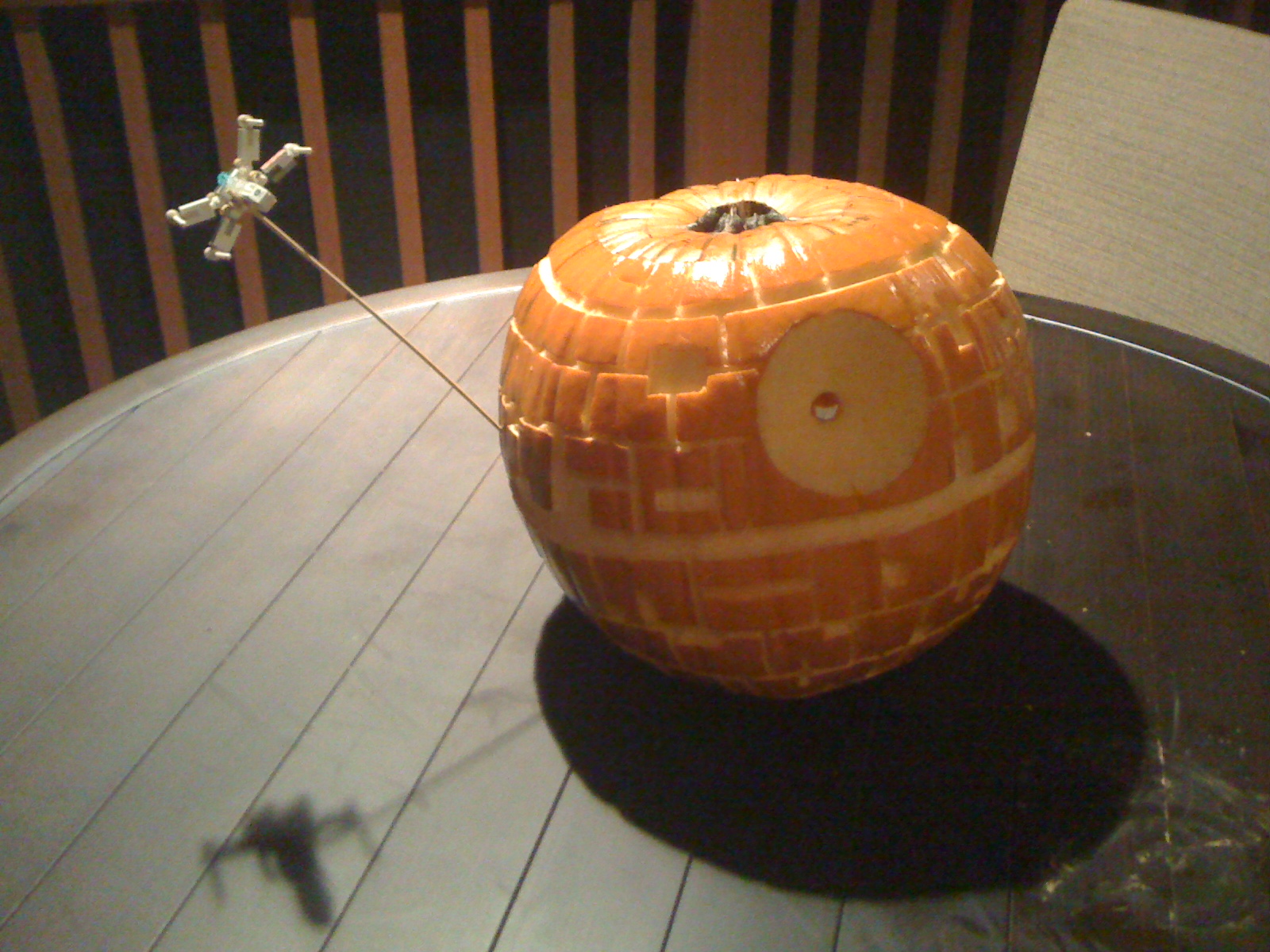 Death Star Jack O' Lantern W/ Mini X-Wing Fighter