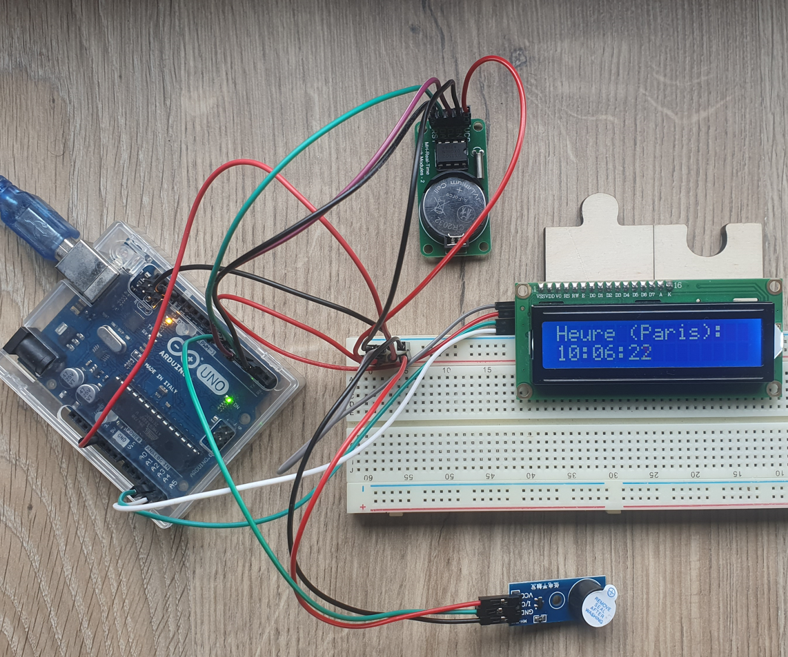 Real Time Clock : Arduino UNO + DS1302 Rtc Module + Buzzer + LCD 16x2 I2C