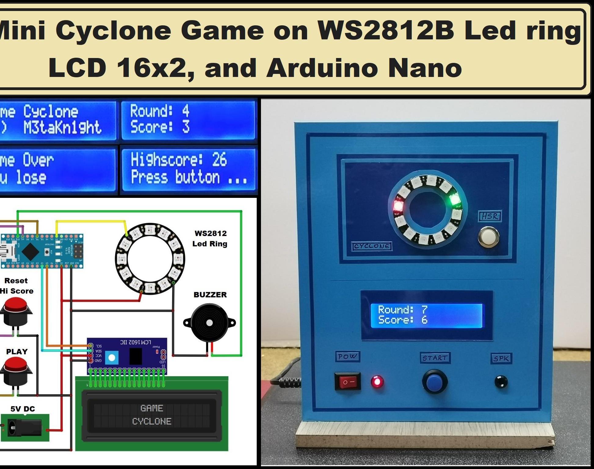 Mini Cyclone Game on WS2812 LED Ring and Arduino Nano