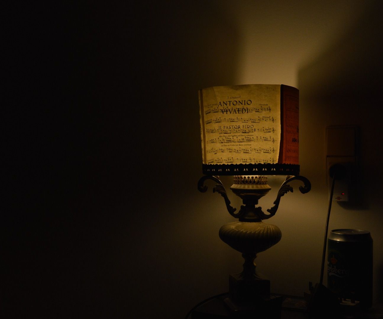 Recycled Lamp and Lampshade from sheet music notation