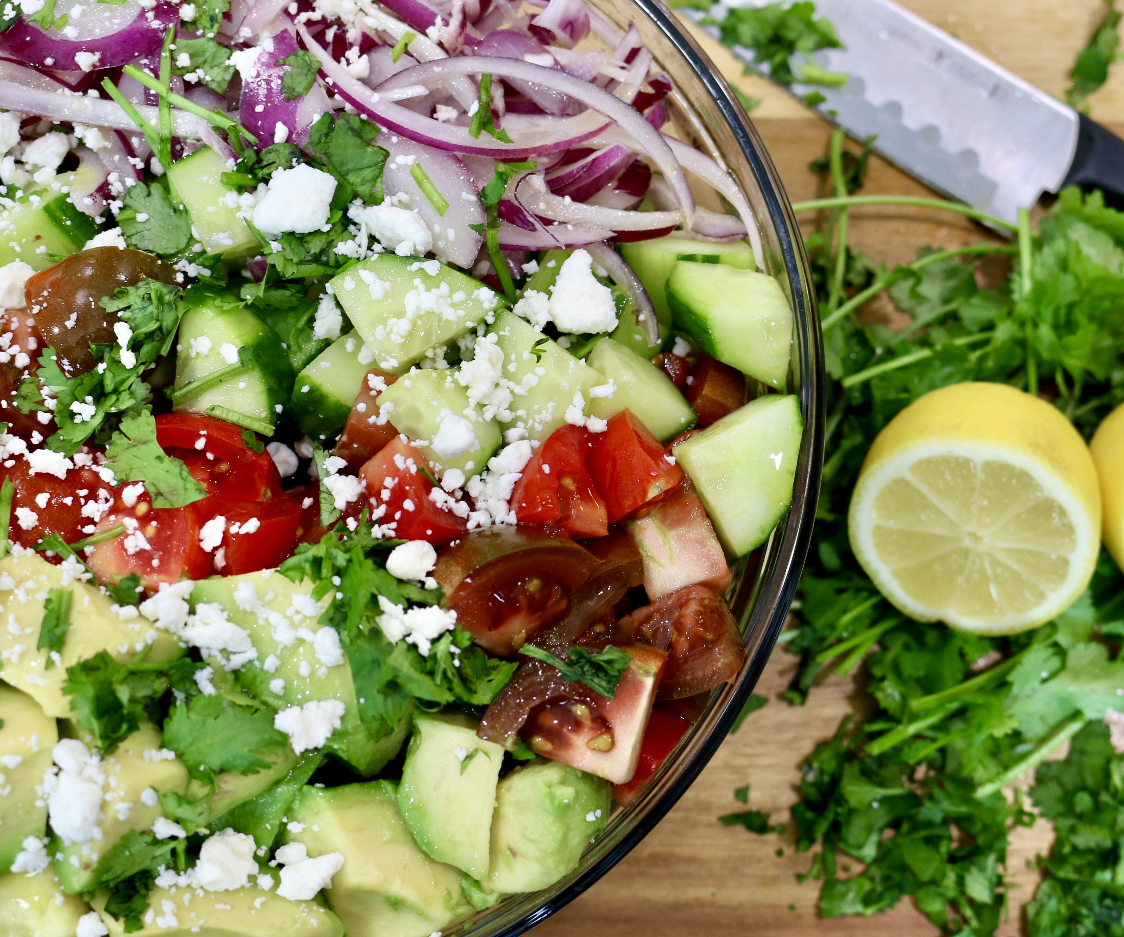 Avocado Cucumber Tomato Salad Recipe With Feta