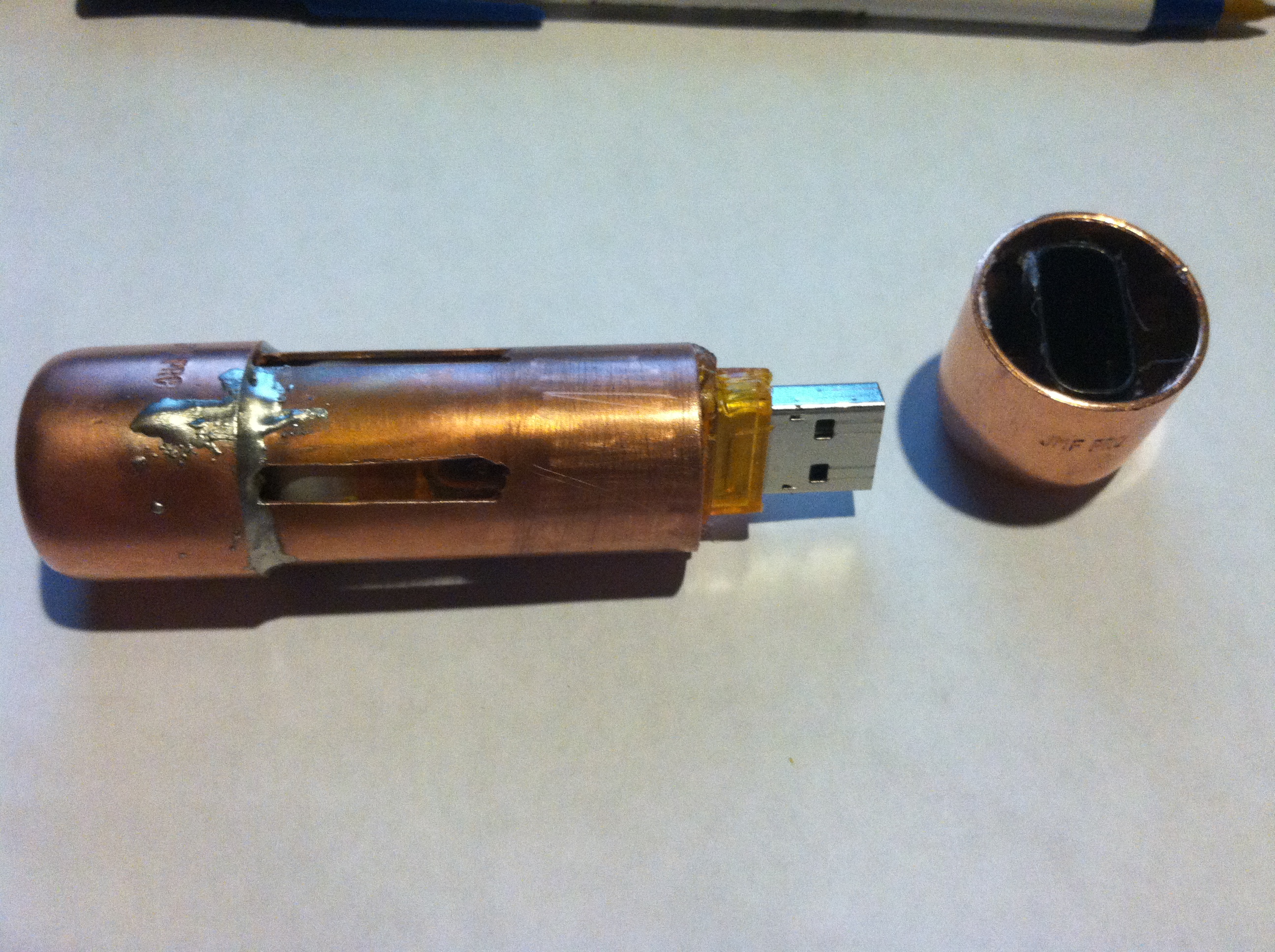 Copper usb pen/ flash drive with  vacuum tube