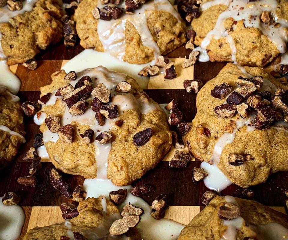 Iced Sweet Potato Cookies With Roasted Pecans!