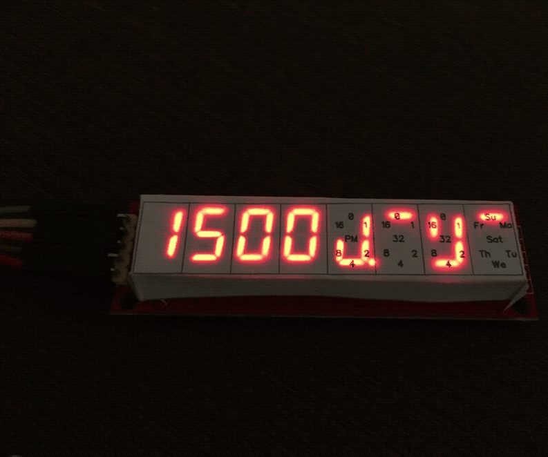 Digital & Binary Clock in 8 Digits X 7 Segments LED Display