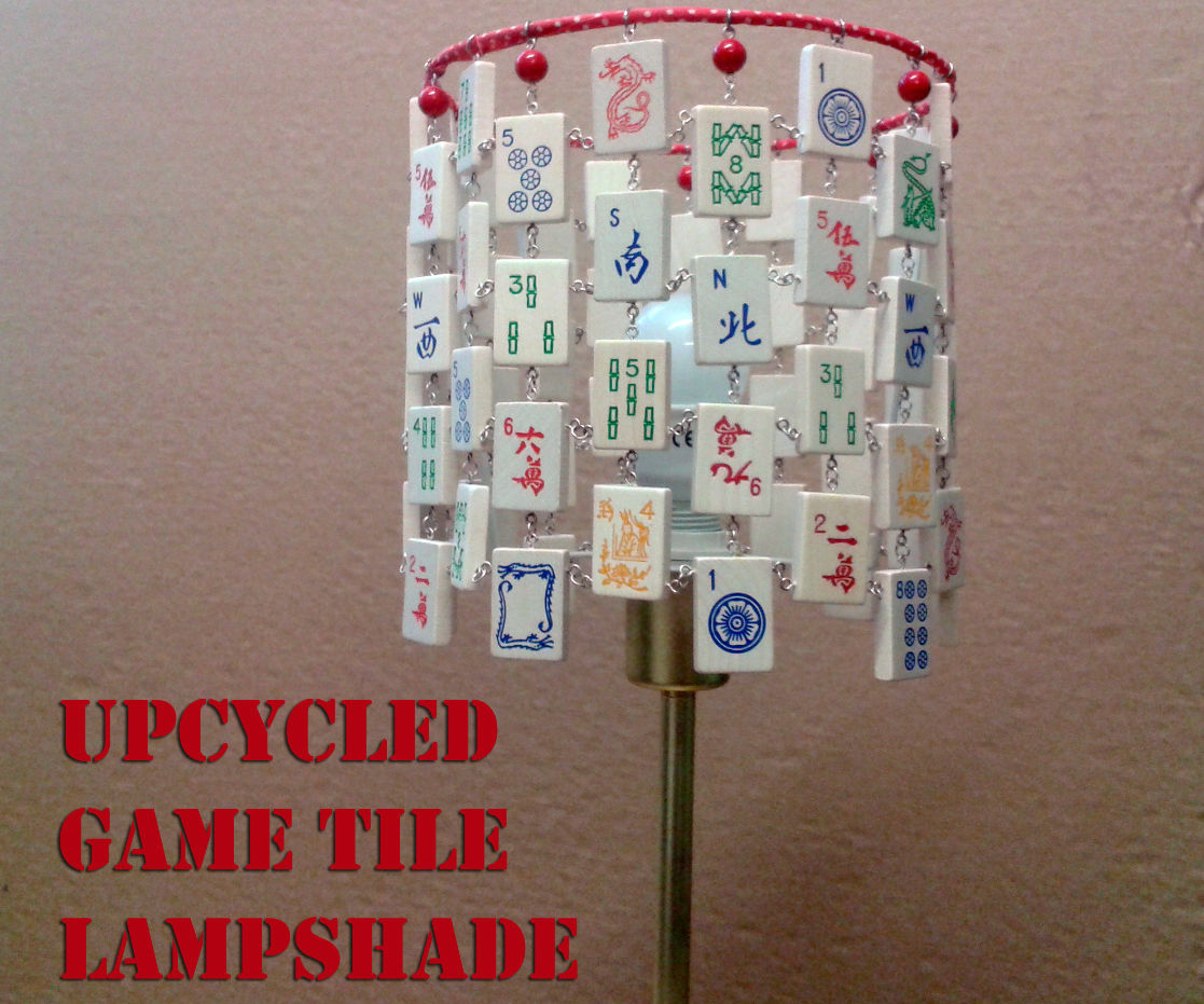 Upcycled game tile lampshade