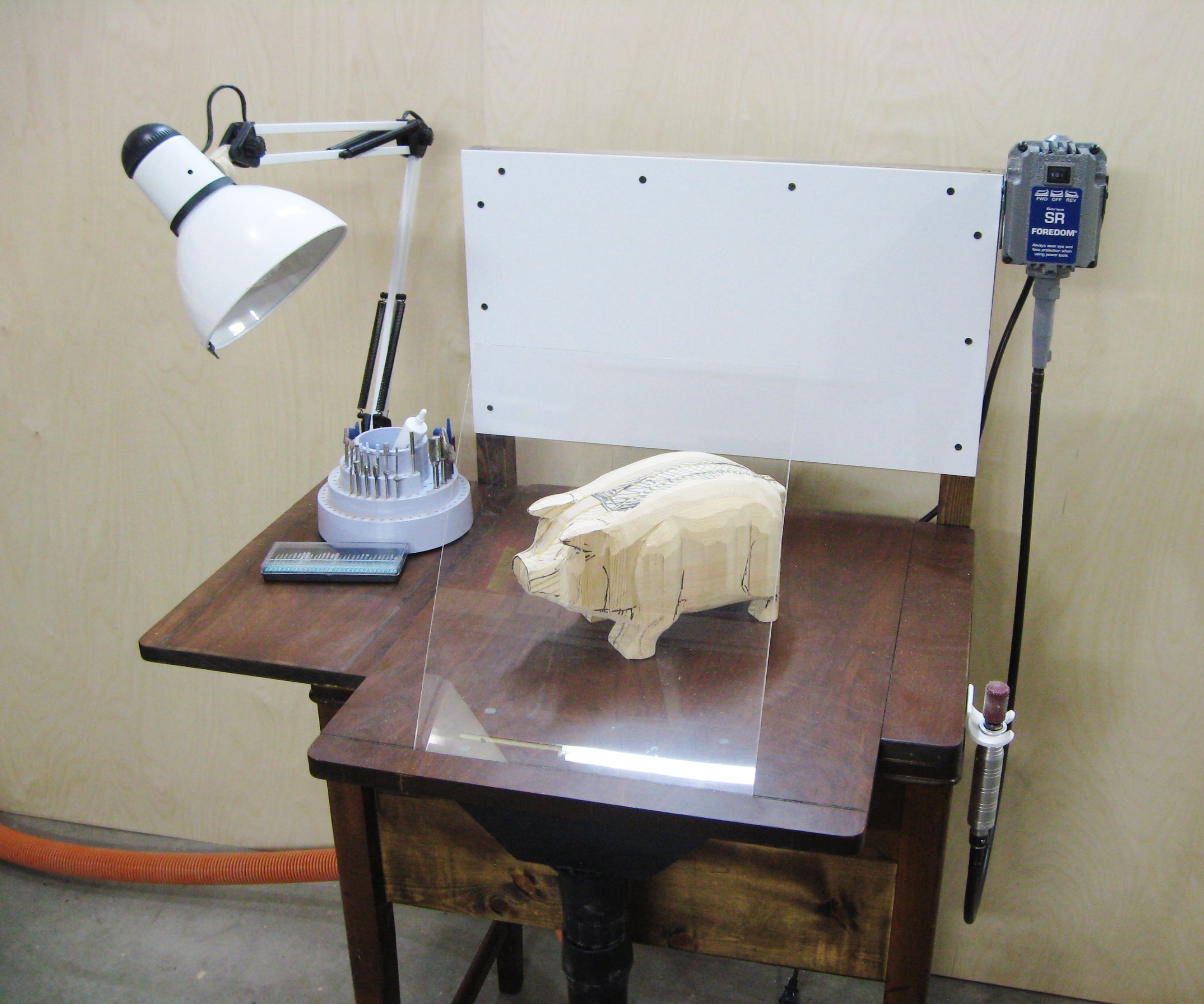 Wood Carving Station From Old Sewing Table