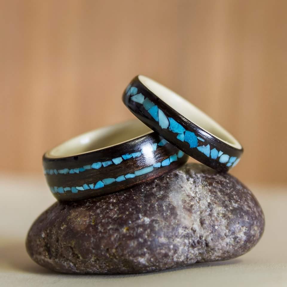 Bentwood Rings With Stone Inlay