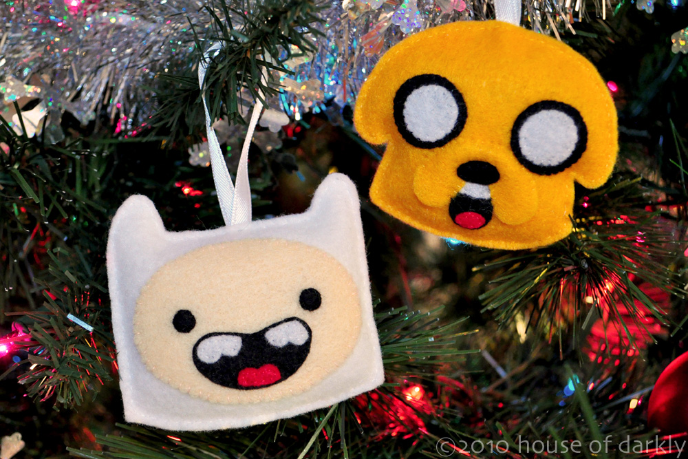 Sew felt Adventure Time Finn & Jake ornaments