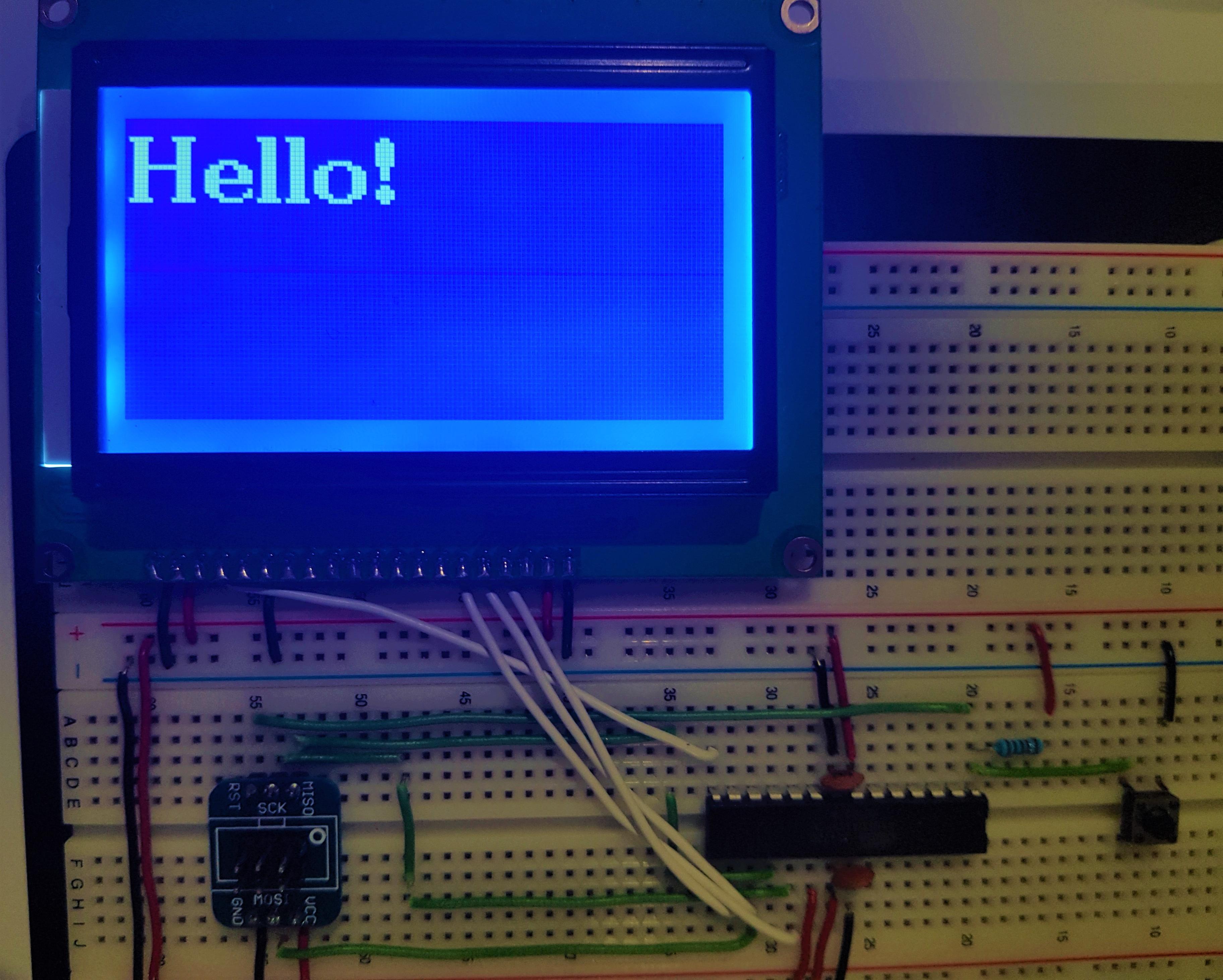 ST7920 LCD With ATmega328 in Atmel Studio Using SPI and the U8g2 Library