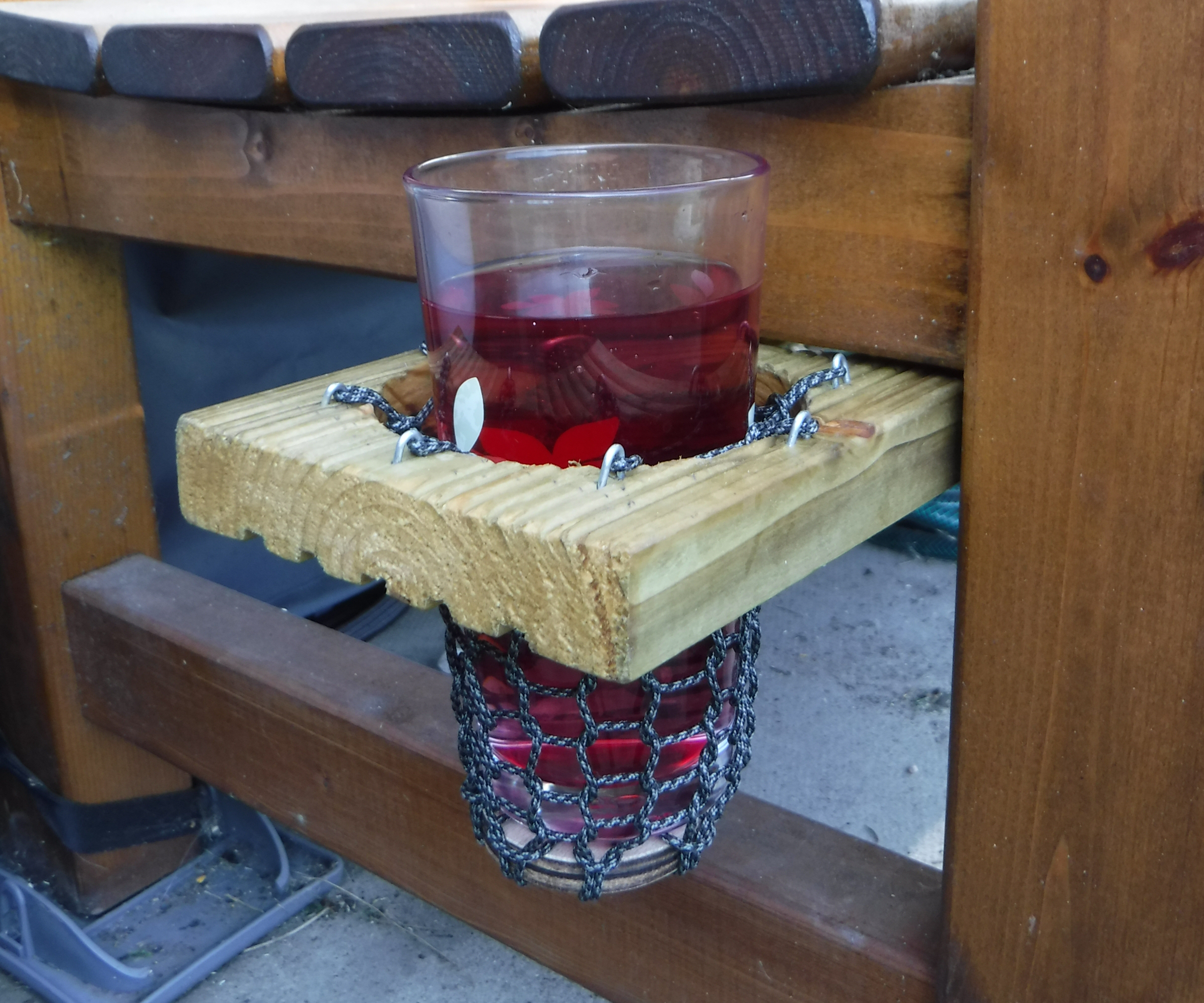 Drink Holder From Cord and Wood