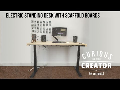 #43 Scaffold Board Electric Standing Desk #DreamDesk - DIY Curious Creator