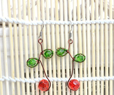 2 Steps to Make Red Cherry Earrings With Simple Wire Wrapping Technique