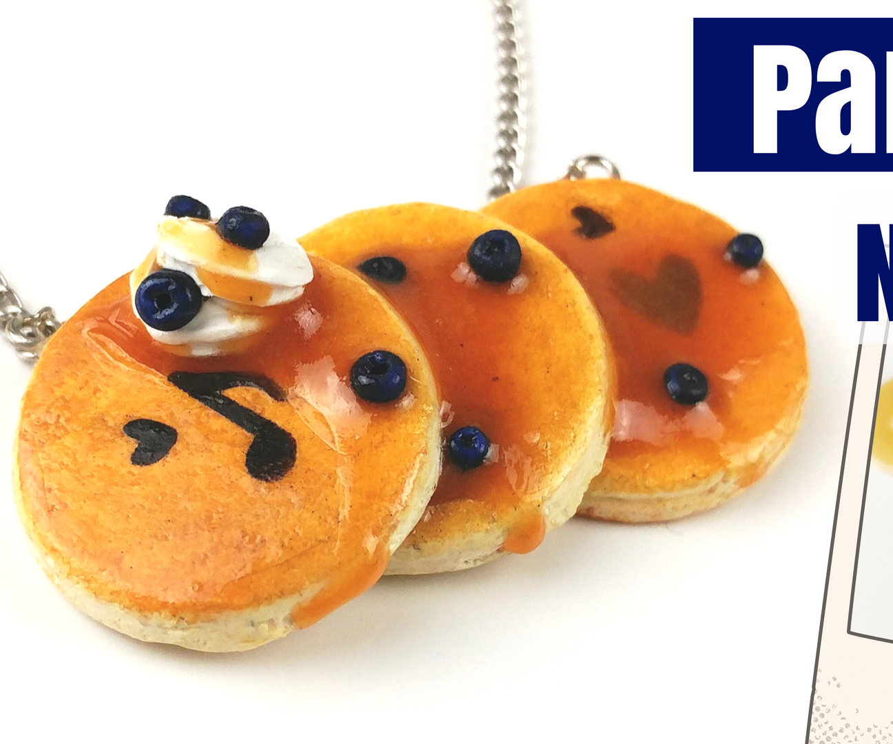 How to Make a Polymer Clay Blueberry Pancakes Necklace -using Stencils!-Tutorial 