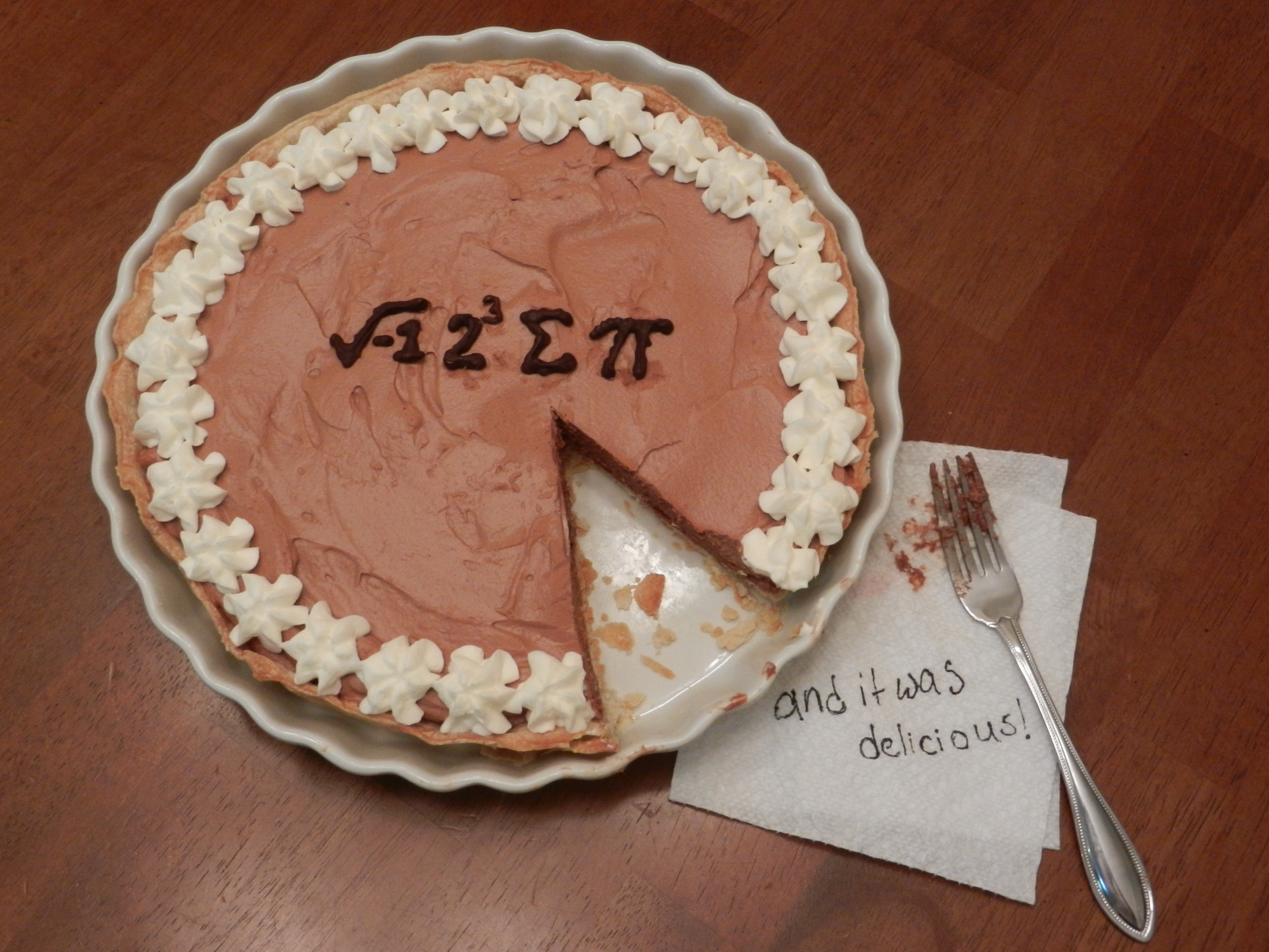 √-1 2^3 ∑ π and it was delicious! (I ate some pie and it was delicious!)