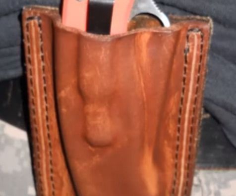 Molded leather sheath leather-kydex to folding knife