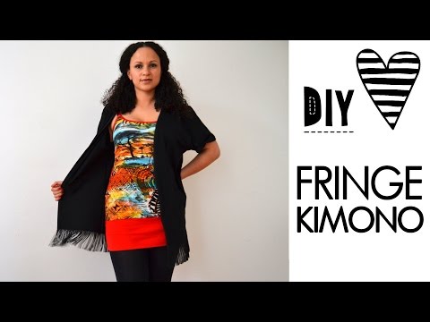 &amp;hearts; UPCYCLING DIY T-Shirt to Fringe Kimono | quick &amp;amp; easy | how to | tutorial