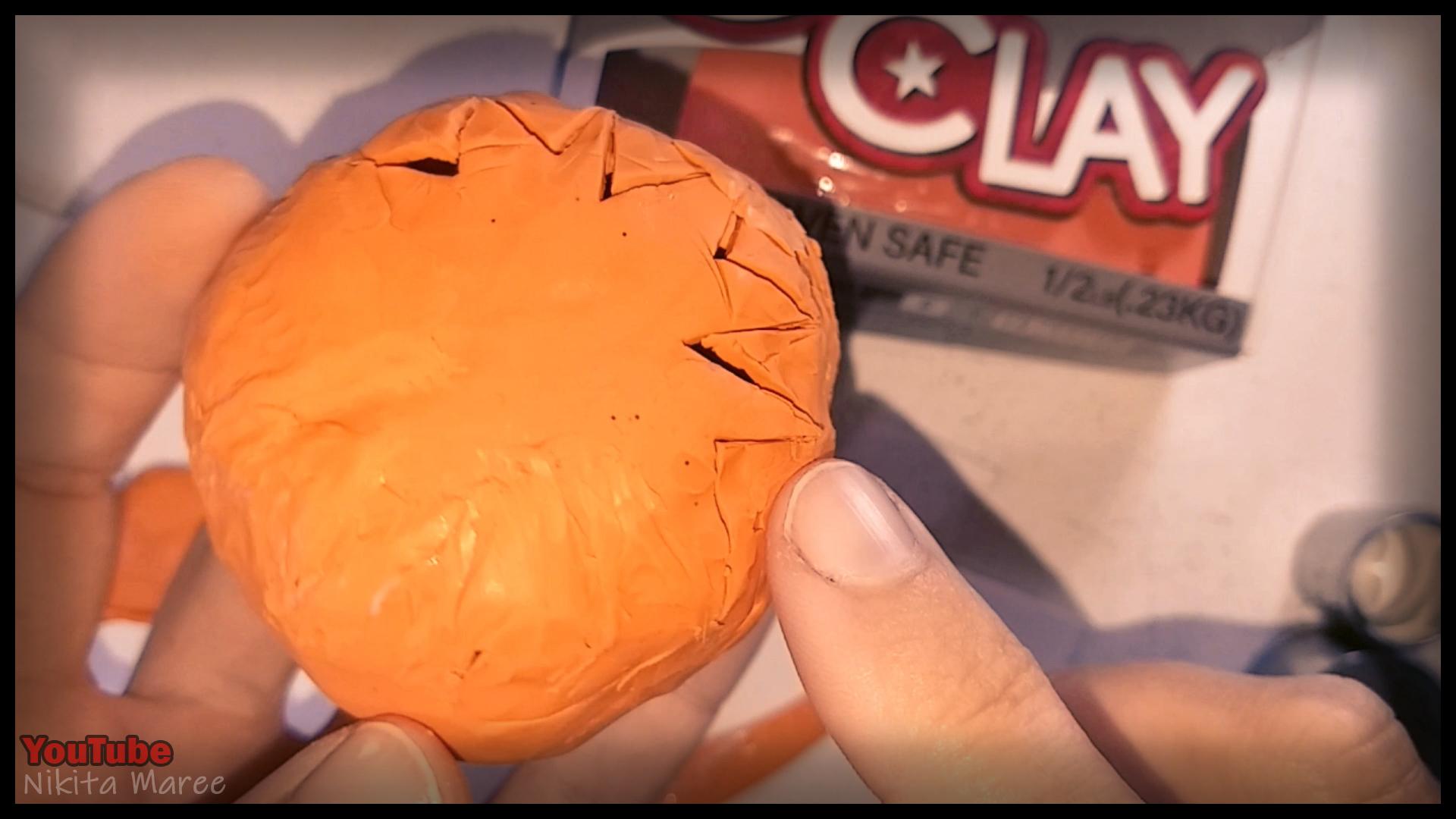 How to make a Jack o'lantern. Polymer clay tutorial. Sculpting a pumpkin out of clay. Halloween Craft.  (16).jpg