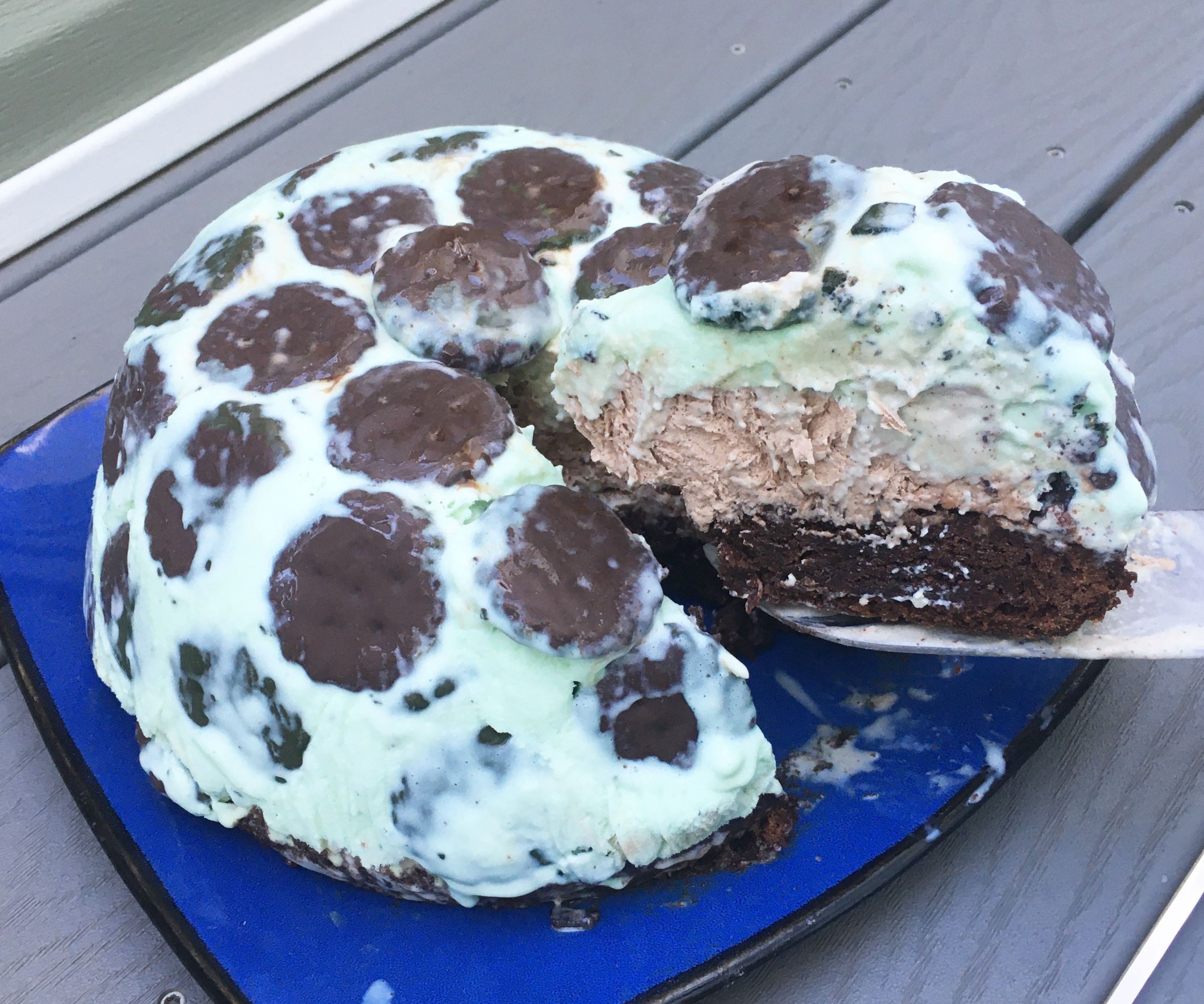 Mint Brownie Bombe