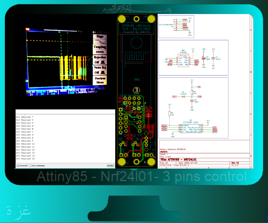 3 ATtiny85 Pins Control of the - Nrf24L01 - التحكم  بثلاثة دبابيس فى