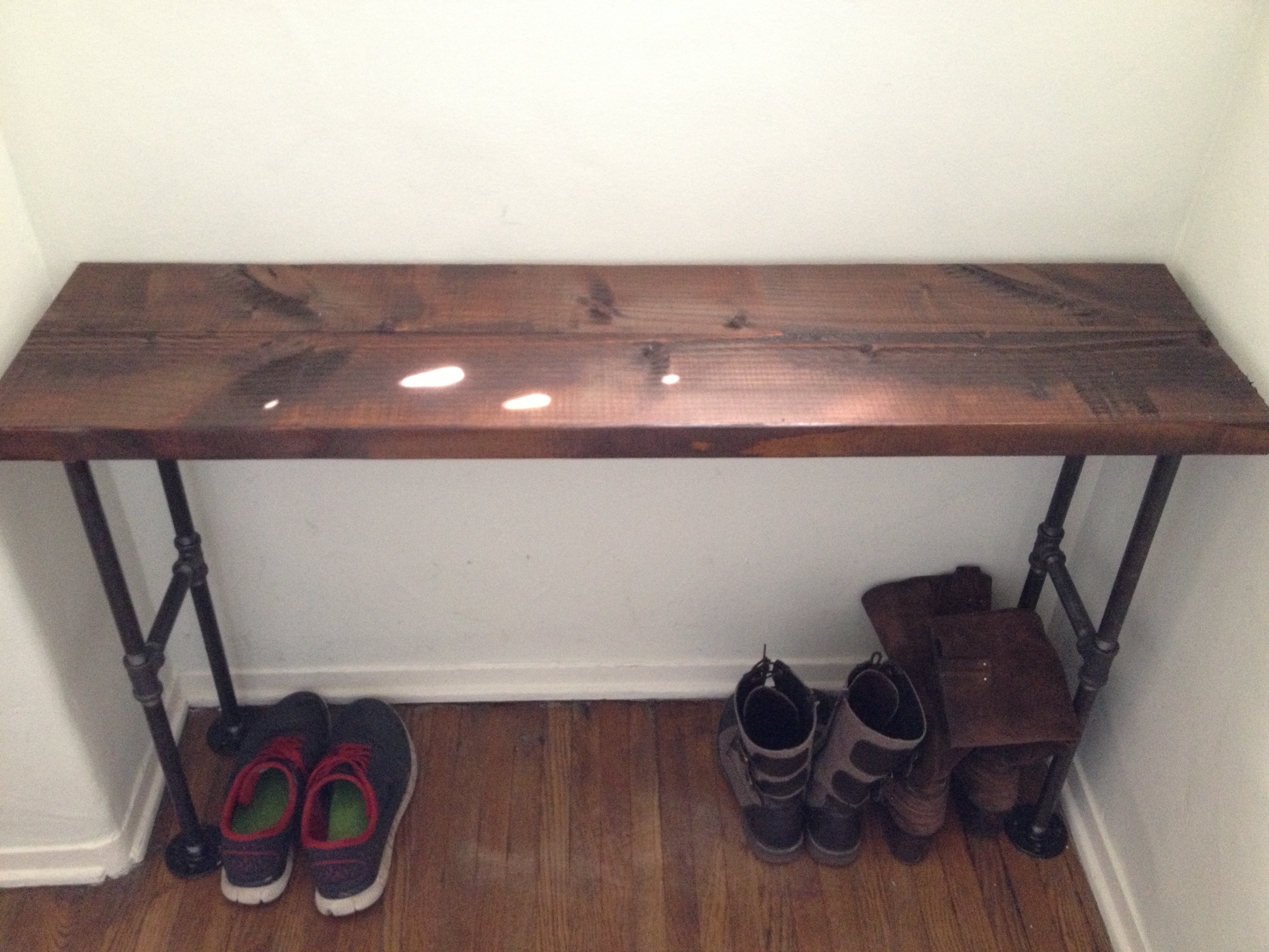 Easy Modern Black Iron Pipe Bench / Entryway Table