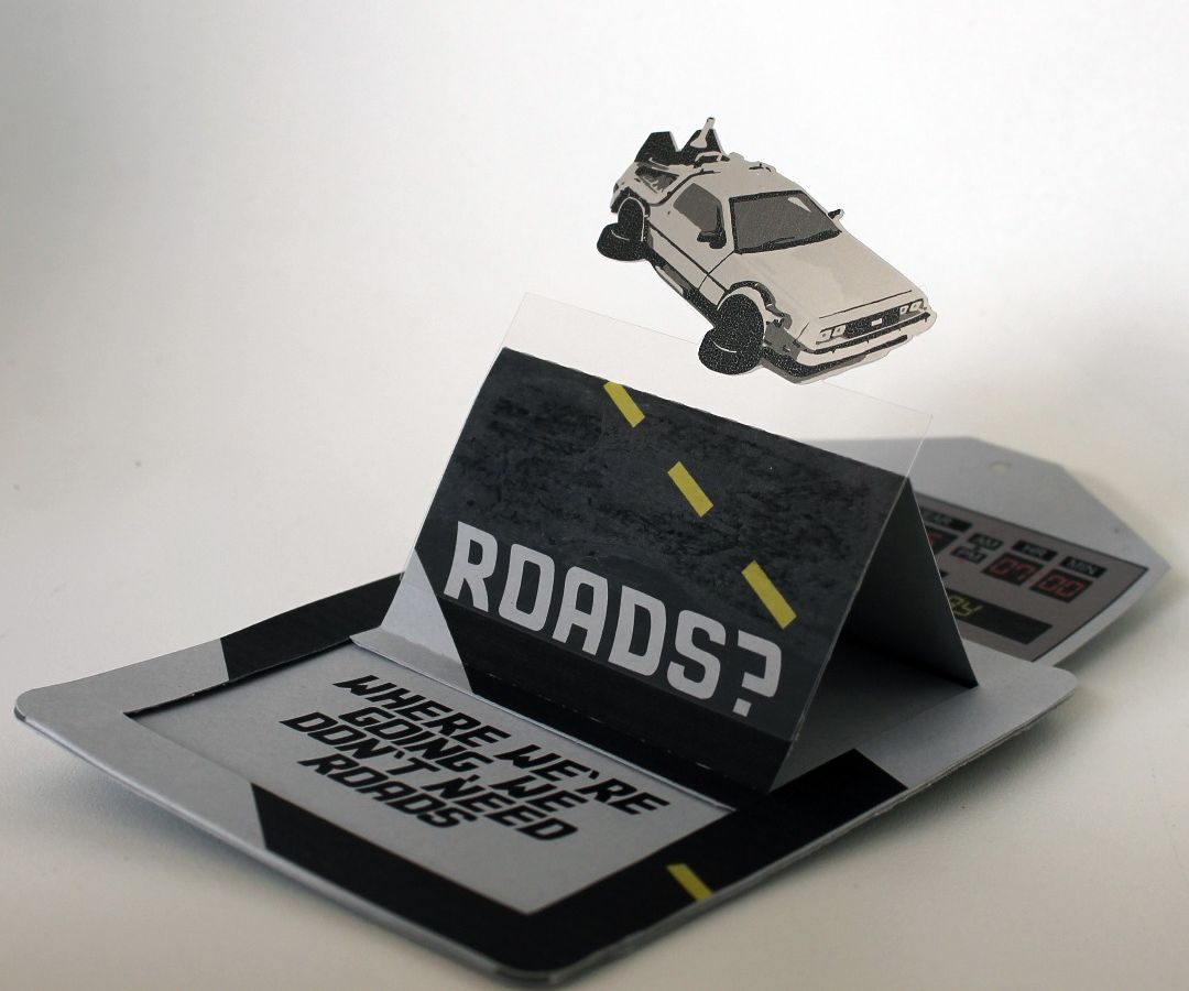 Flying DeLorean Back to the Future Invitation
