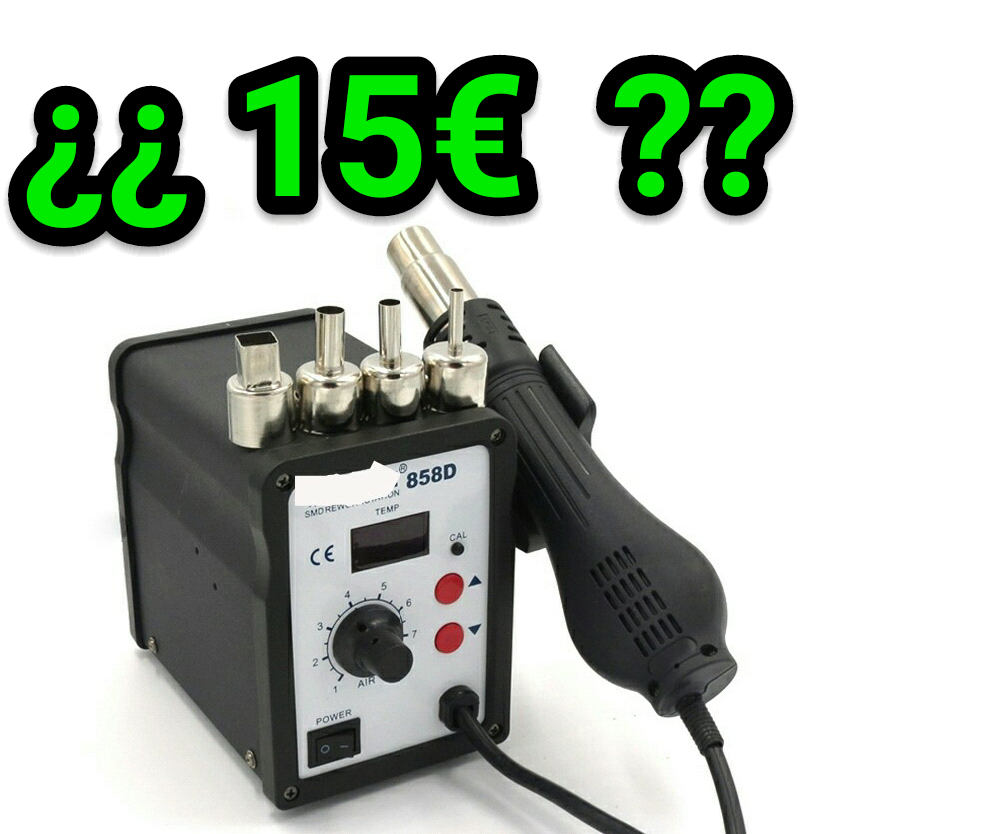 Estación pistola desoldar soldar por aire caliente ¿15€? DIY - LOW COST - solder soldering desolder desoldering hot air gun station